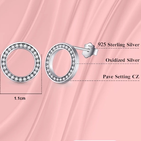 18K Rose Gold Diamond Round earrings - Picture 4 of 4